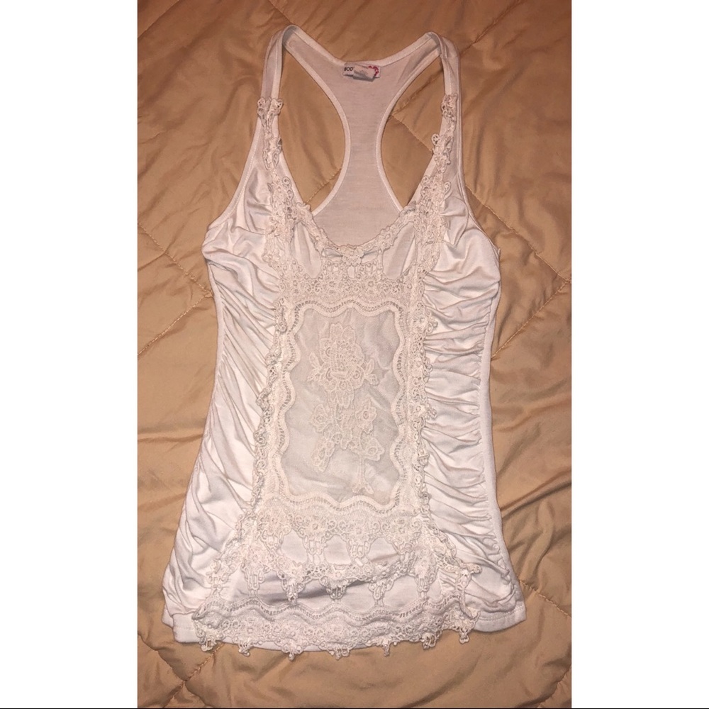 Body Central Embellished White Tank